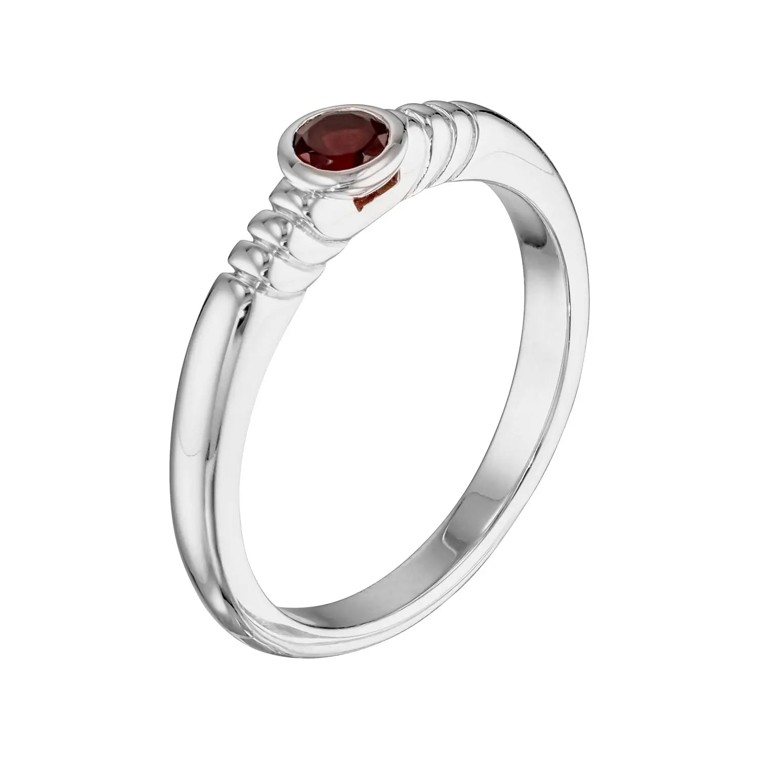 Round Bezel Set Garnet Ring in Sterling Silver Silver 2 - Australian Jewellery Brand Bowerbird Jewels