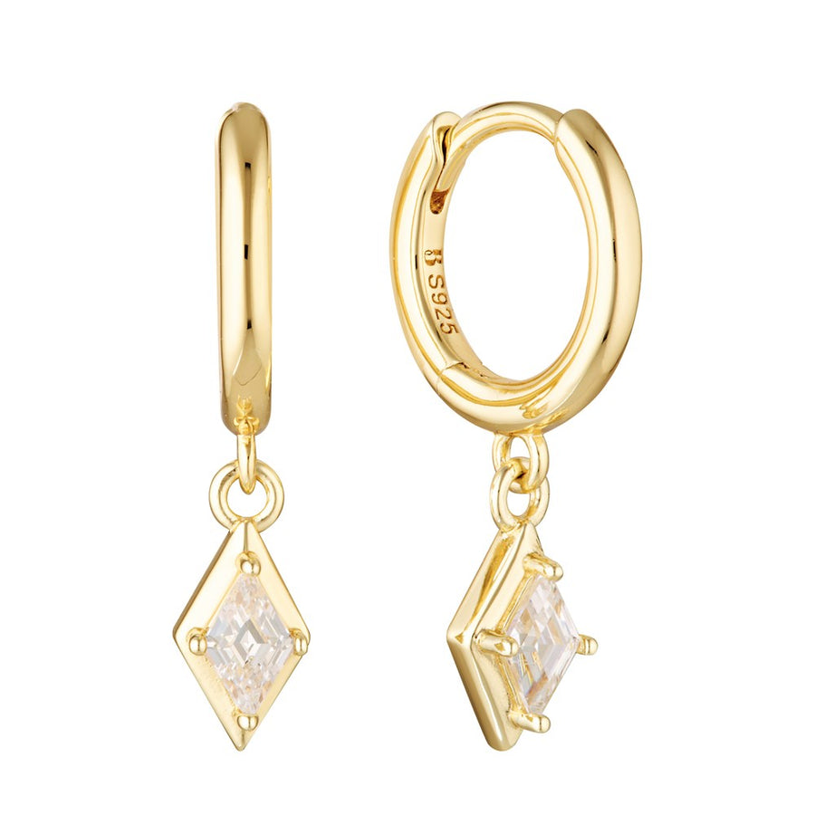 Scintilla Drop Huggie Earrings Gold 1 - Bowerbird Jewels - Online Jewellery Store