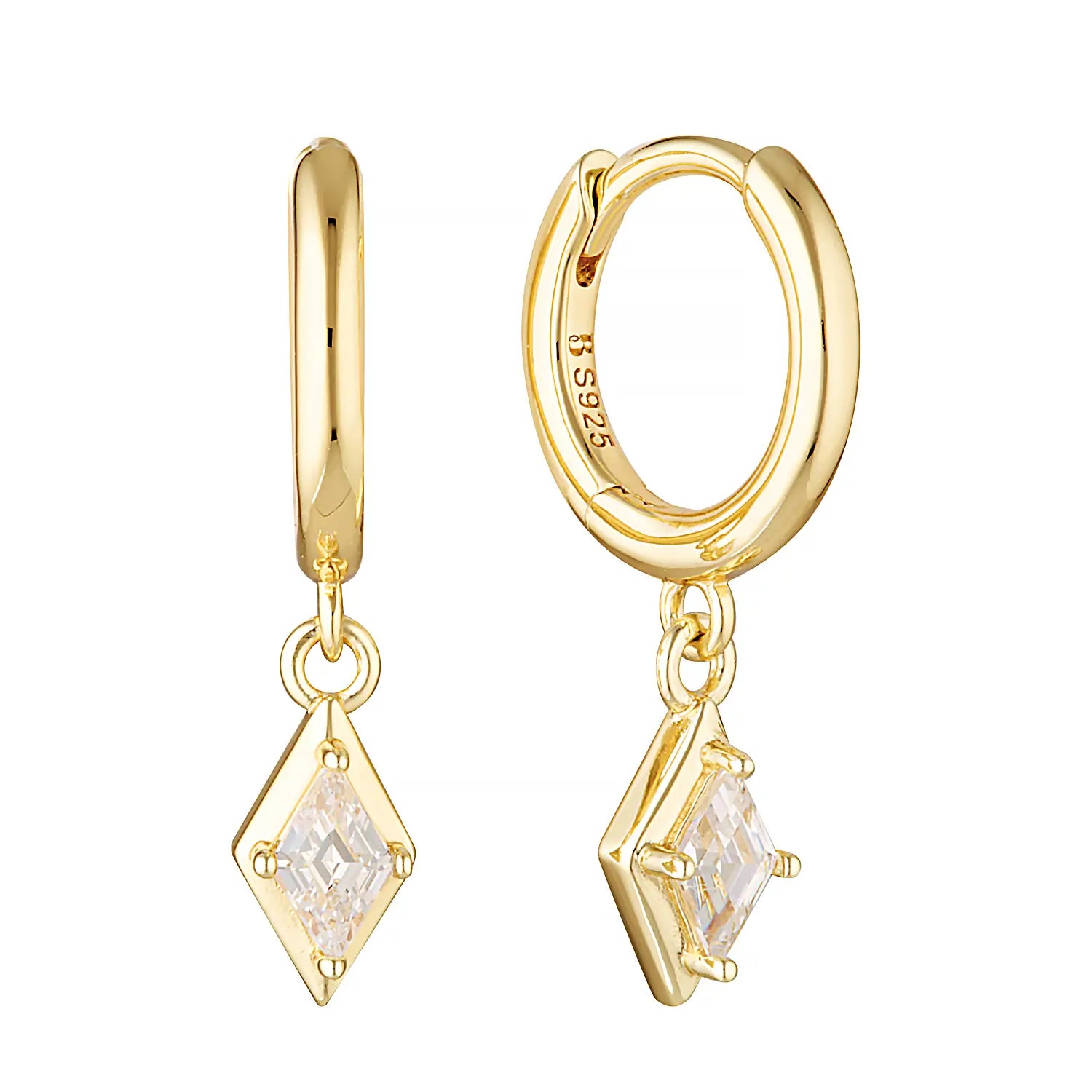 Scintilla Drop Huggie Earrings Gold 1 - Australian Jewellery Brand Bowerbird Jewels