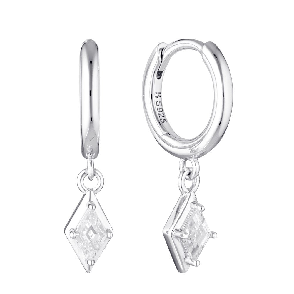 Scintilla Drop Huggie Earrings Silver 1 - Bowerbird Jewels - Online Jewellery Store