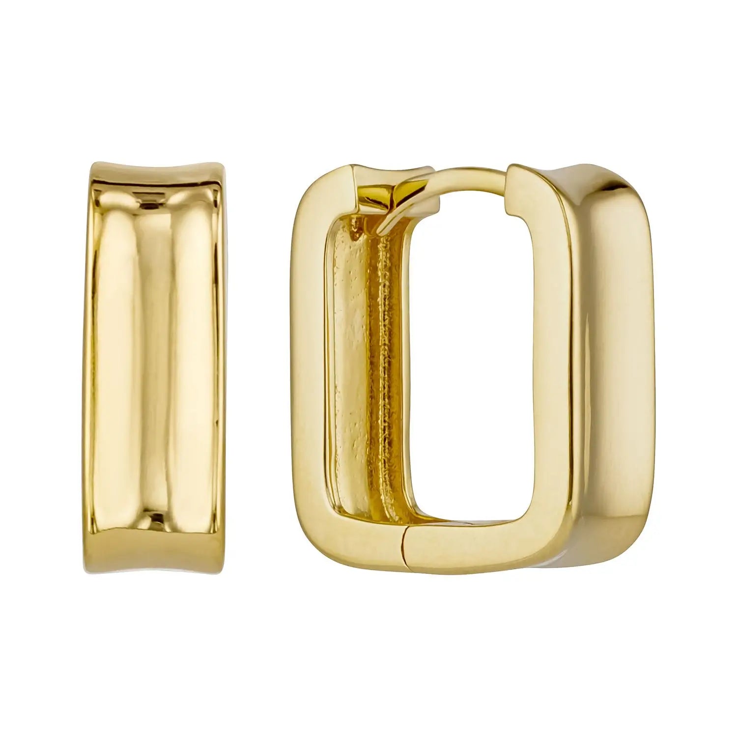 Sculpted Rectangular Huggie Hoop Earrings in Sterling Silver or Gold Gold 1 - Australian Jewellery Brand Bowerbird Jewels