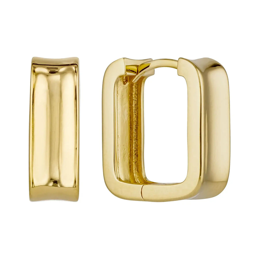 Sculpted Rectangular Huggie Hoop Earrings in Sterling Silver or Gold Gold 1 - Australian Jewellery Brand Bowerbird Jewels