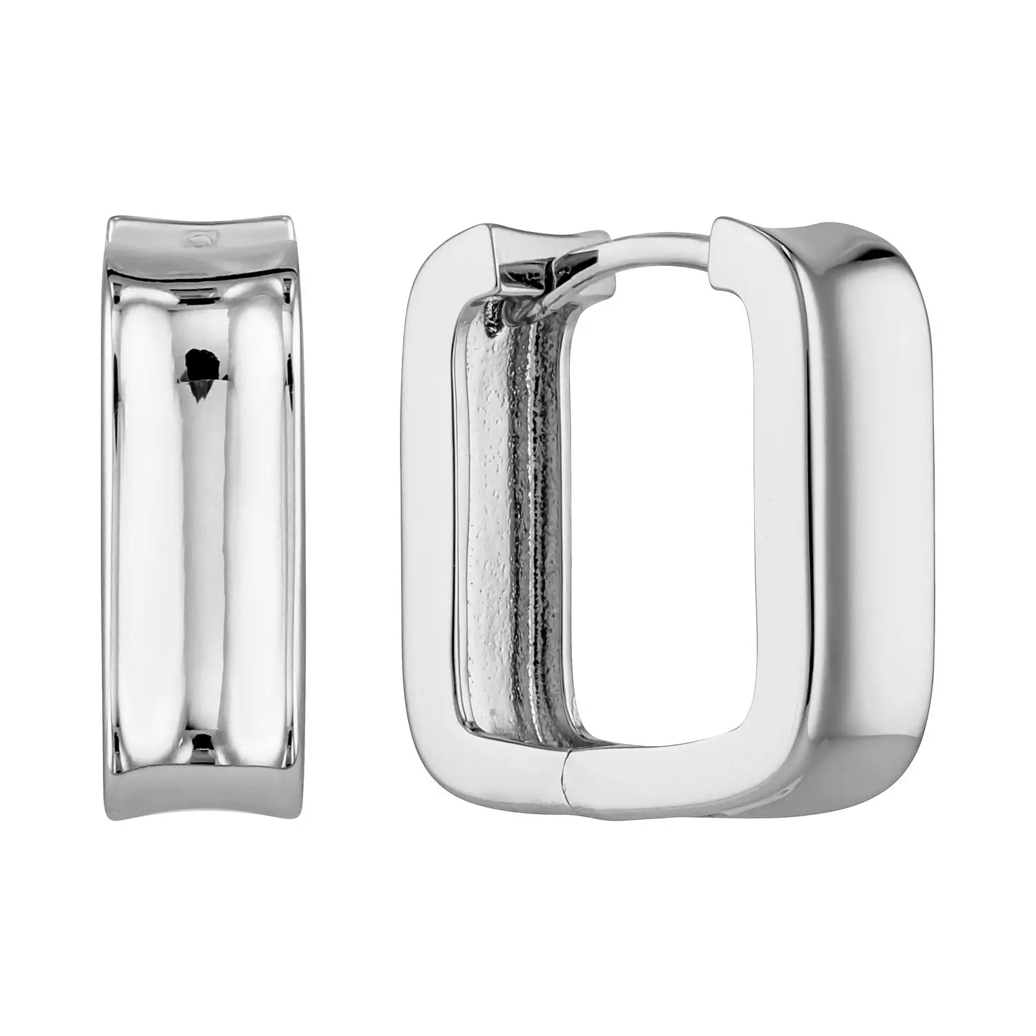Sculpted Rectangular Huggie Hoop Earrings in Sterling Silver or Gold Silver 1 - Australian Jewellery Brand Bowerbird Jewels