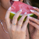 Silver-Leal Aquamarine Gemstone Ring in Sterling Silver2 on model-Australian Jewellery Brand Bowerbird Jewels