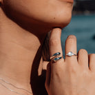 Silver-Silver Mother Of Pearl Bezel Ring3 on model-Australian Jewellery Brand Bowerbird Jewels