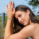 Silver-Silver Shell Gemstone Stacking Bracelet - Utah2 on model-Australian Jewellery Brand Bowerbird Jewels