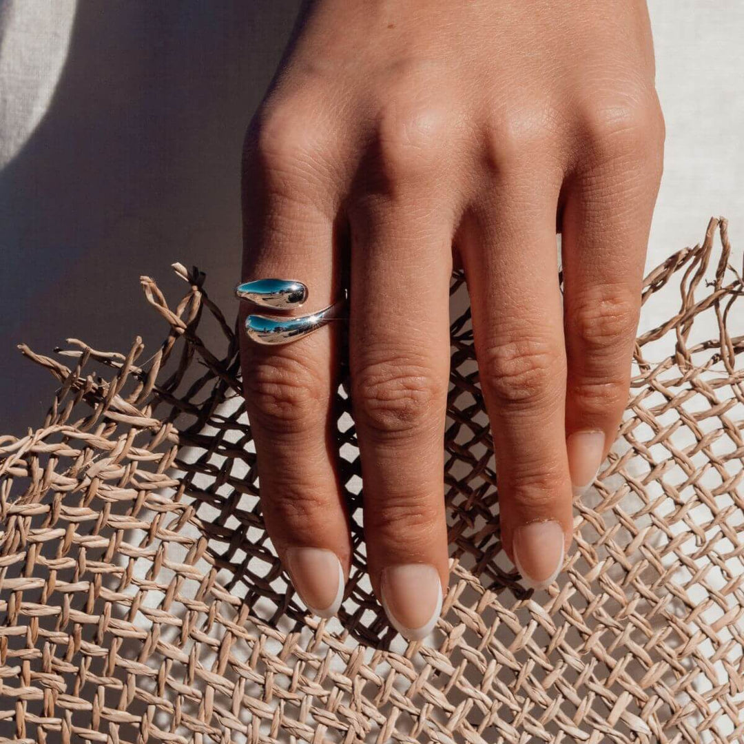 Silver-Silver Split Dome Ring2 on model-Australian Jewellery Brand Bowerbird Jewels