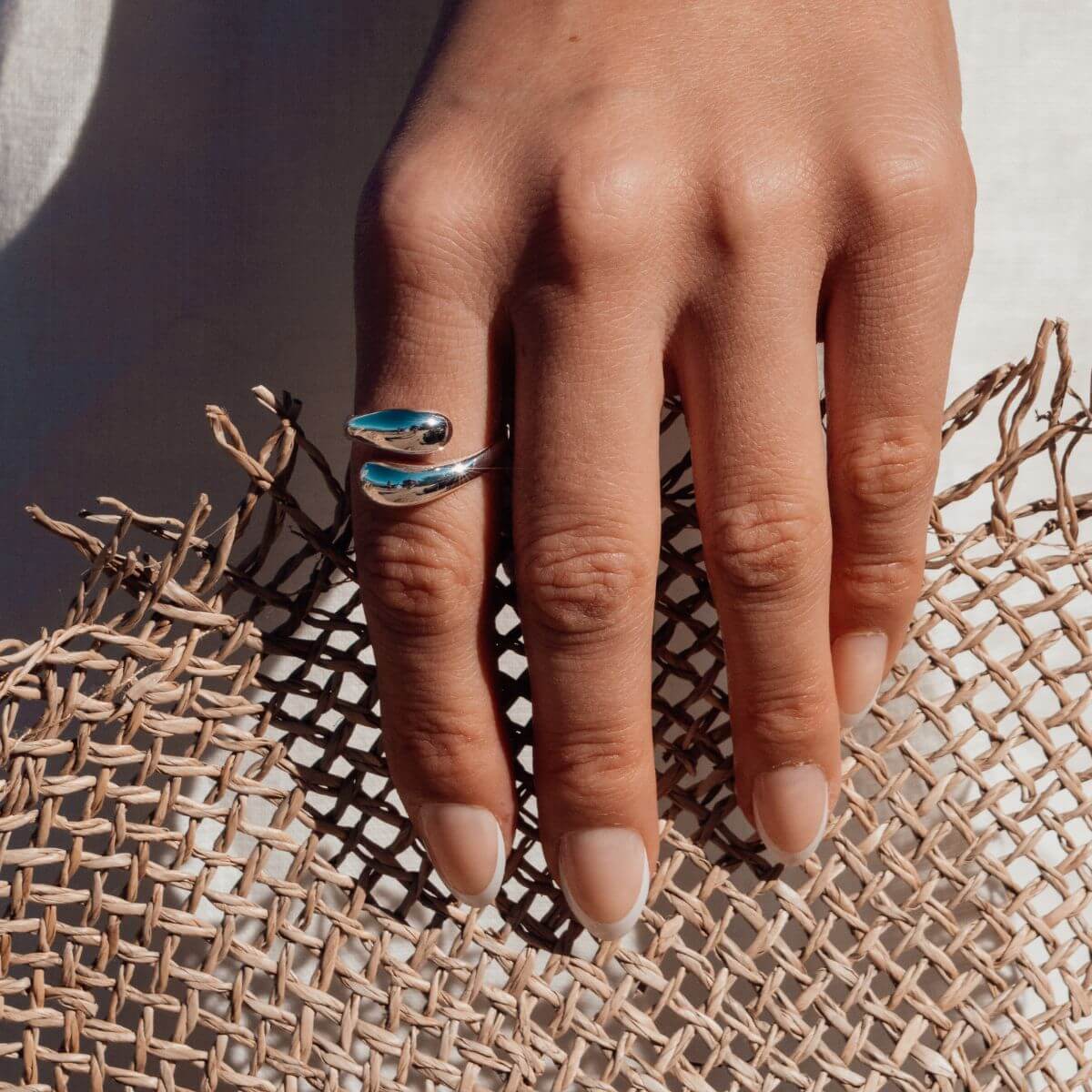 Silver-Silver Split Dome Ring2 on model-Australian Jewellery Brand Bowerbird Jewels