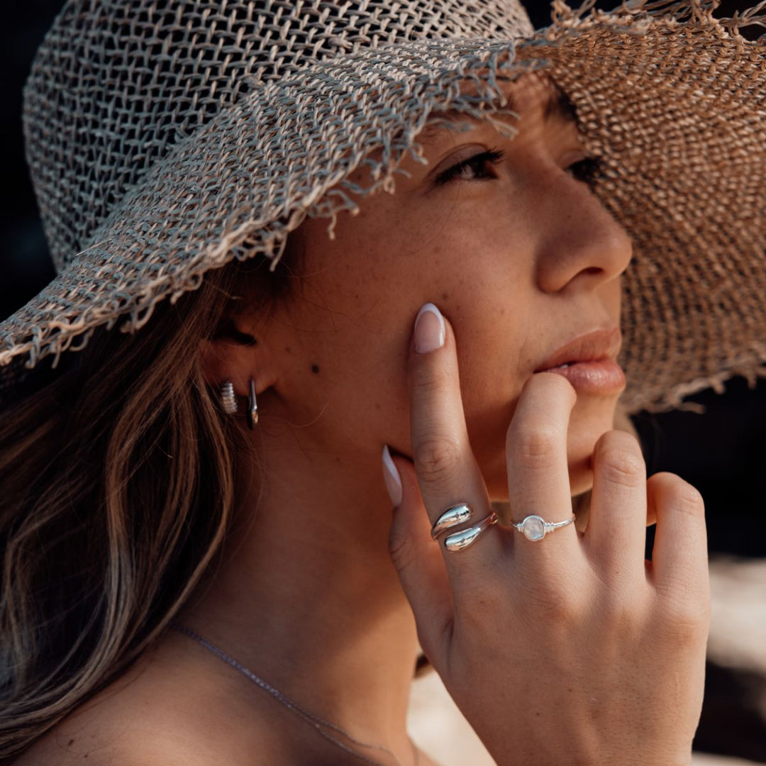 Silver-Silver Split Dome Ring3 on model-Australian Jewellery Brand Bowerbird Jewels

