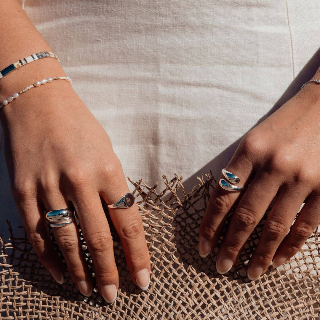 Silver-Silver Wide Dome Ring2 on model-Australian Jewellery Brand Bowerbird Jewels
