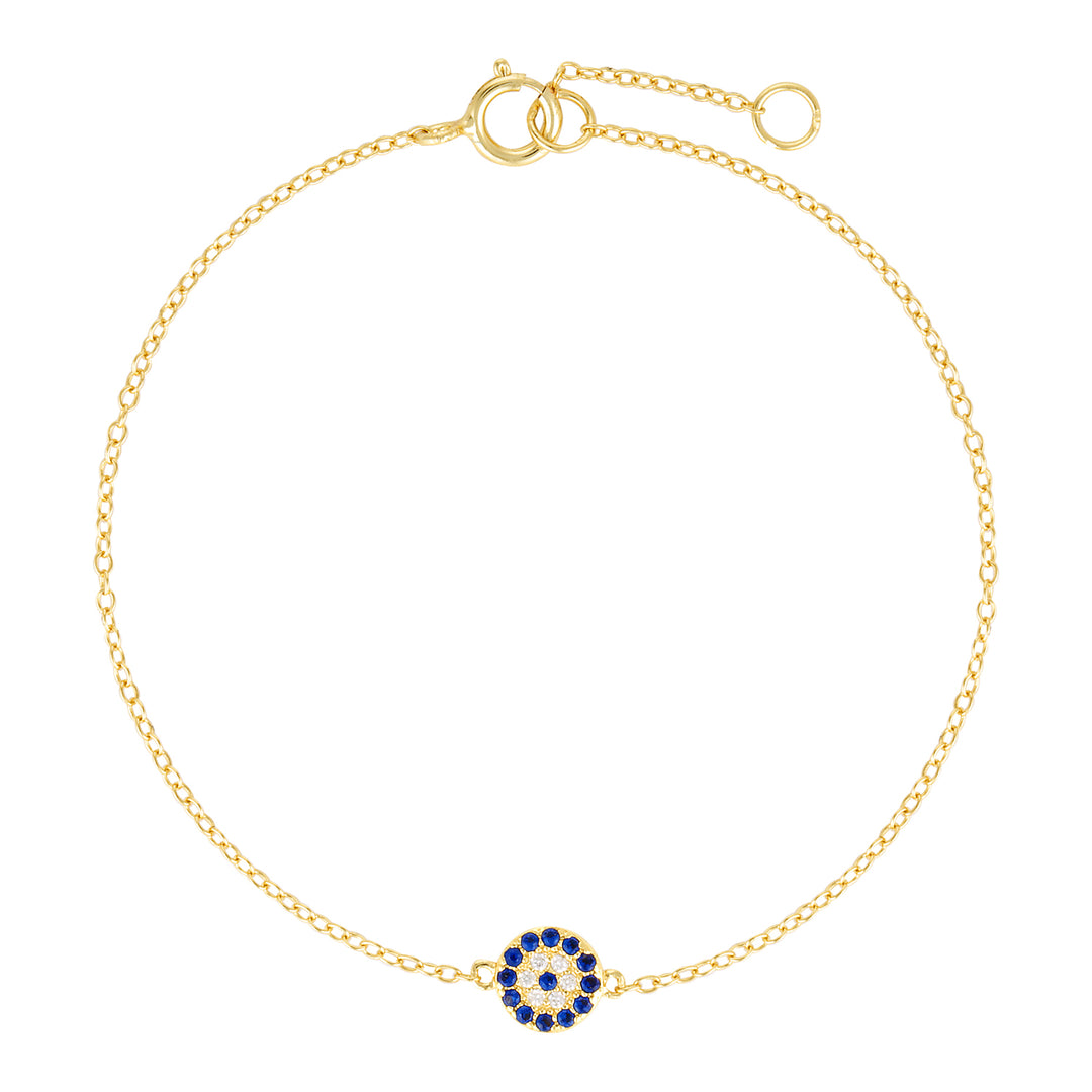 Silver Evil Eye Bracelet Dark Blue Glass and Gold 1 - Bowerbird Jewels - Online Jewellery Store