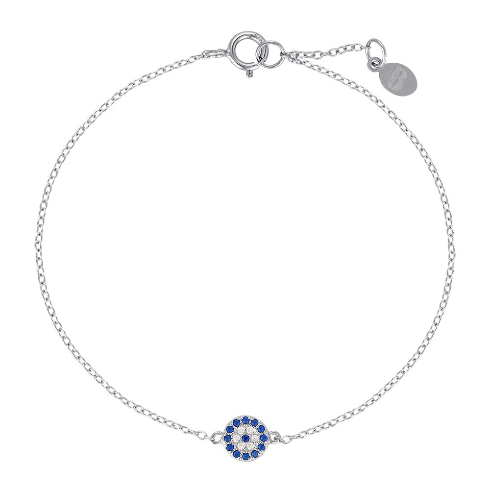 Silver Evil Eye Bracelet Dark Blue Glass and Silver 2 - Bowerbird Jewels - Online Jewellery Store