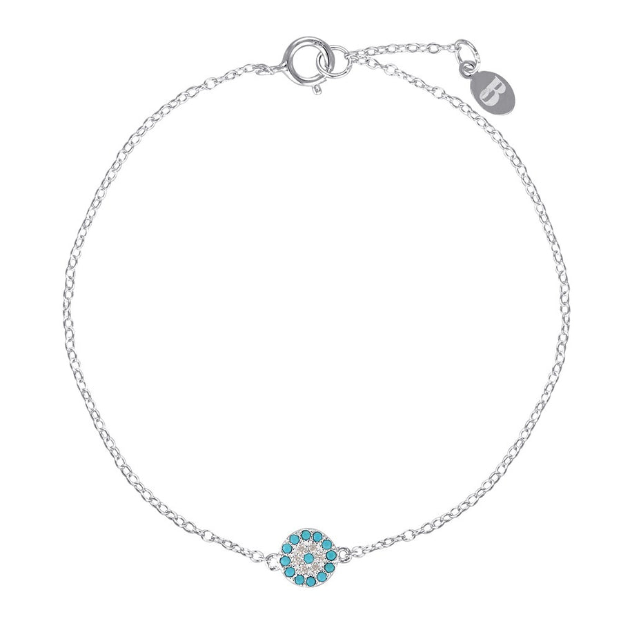 Silver Evil Eye Bracelet Turquoise Glass and Silver 1 - Bowerbird Jewels - Online Jewellery Store
