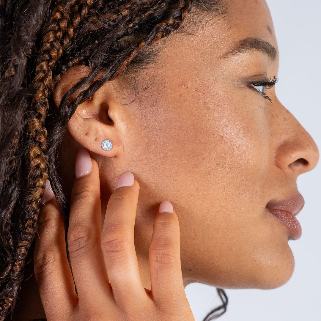 Silver Evil Eye Stud Earrings Turquoise Glass and Silver 1 - Bowerbird Jewels - Online Jewellery Store