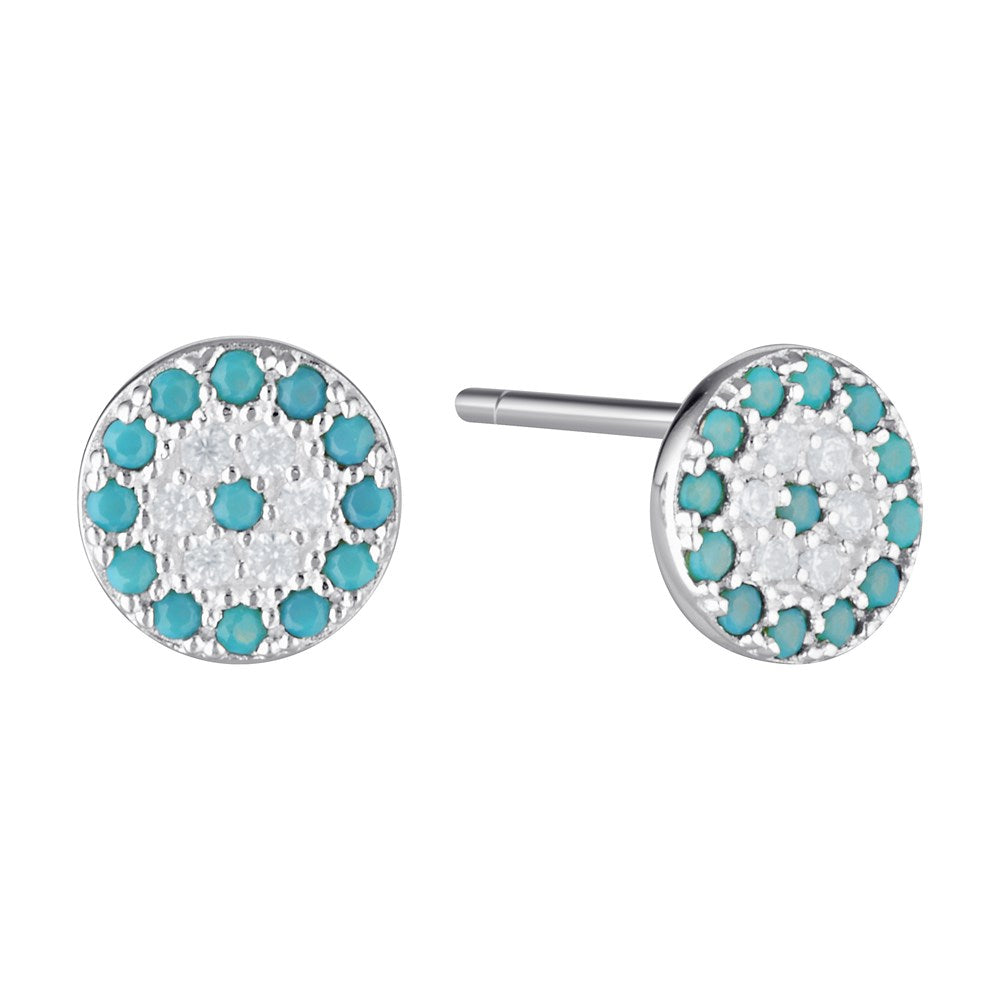 Silver Evil Eye Stud Earrings Turquoise Glass and Silver 2 - Bowerbird Jewels - Online Jewellery Store