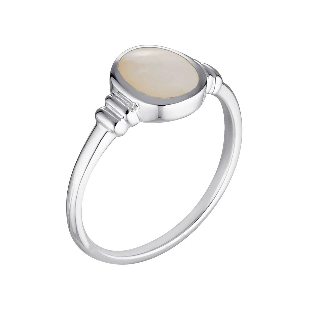 Silver Mother Of Pearl Bezel Ring Silver 2 - Bowerbird Jewels - Online Jewellery Store