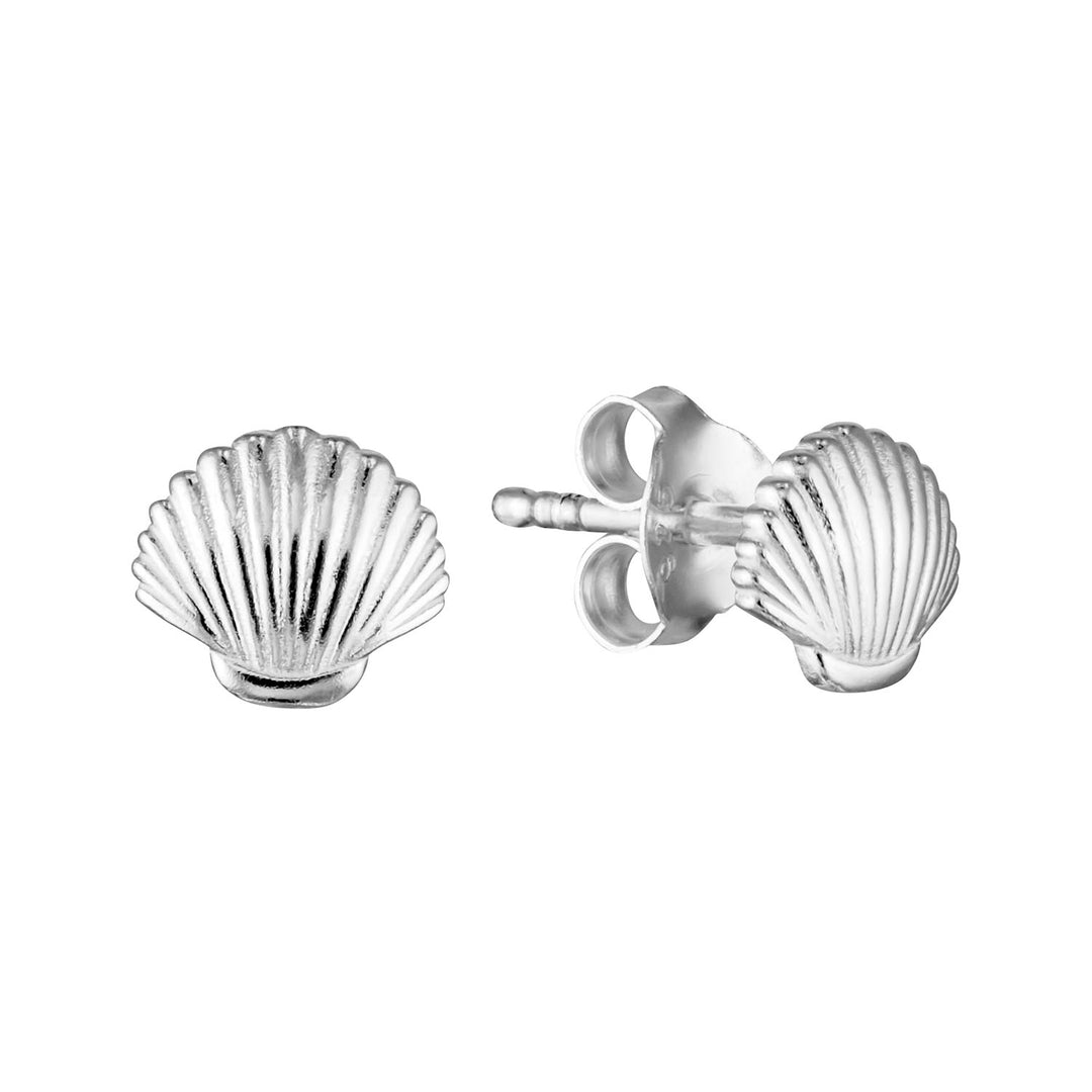 Silver Shell Stud Earrings-Australian Jewellery Brand Bowerbird Jewels