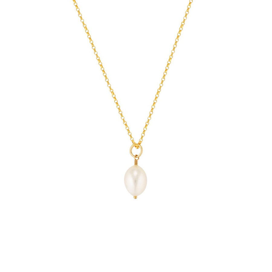 Single Drop Pearl Pendant Gold 1 - Bowerbird Jewels - Online Jewellery Store