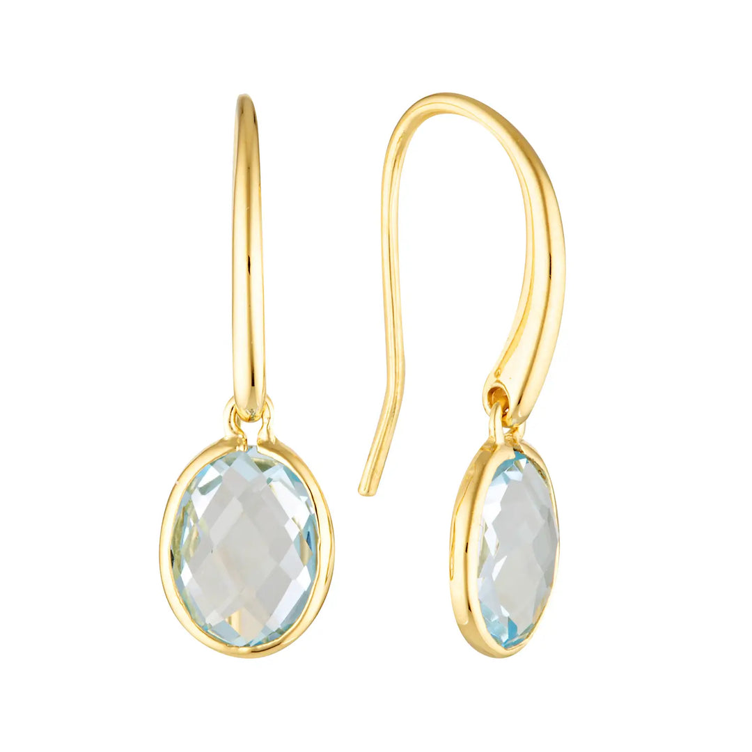 Skylark Blue Topaz Drop Earrings in 18K Gold Vermeil or Silver Gold 1 - Australian Jewellery Brand Bowerbird Jewels