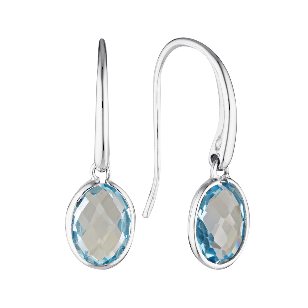 Skylark Blue Topaz Drop Earrings in 18K Gold Vermeil or Silver Silver 1 - Bowerbird Jewels - Online Jewellery Store