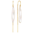 Sola Gold Filled Threader Earrings with Biwa Pearl Drop Gold 1 - Bowerbird Jewels - Online Jewellery Store