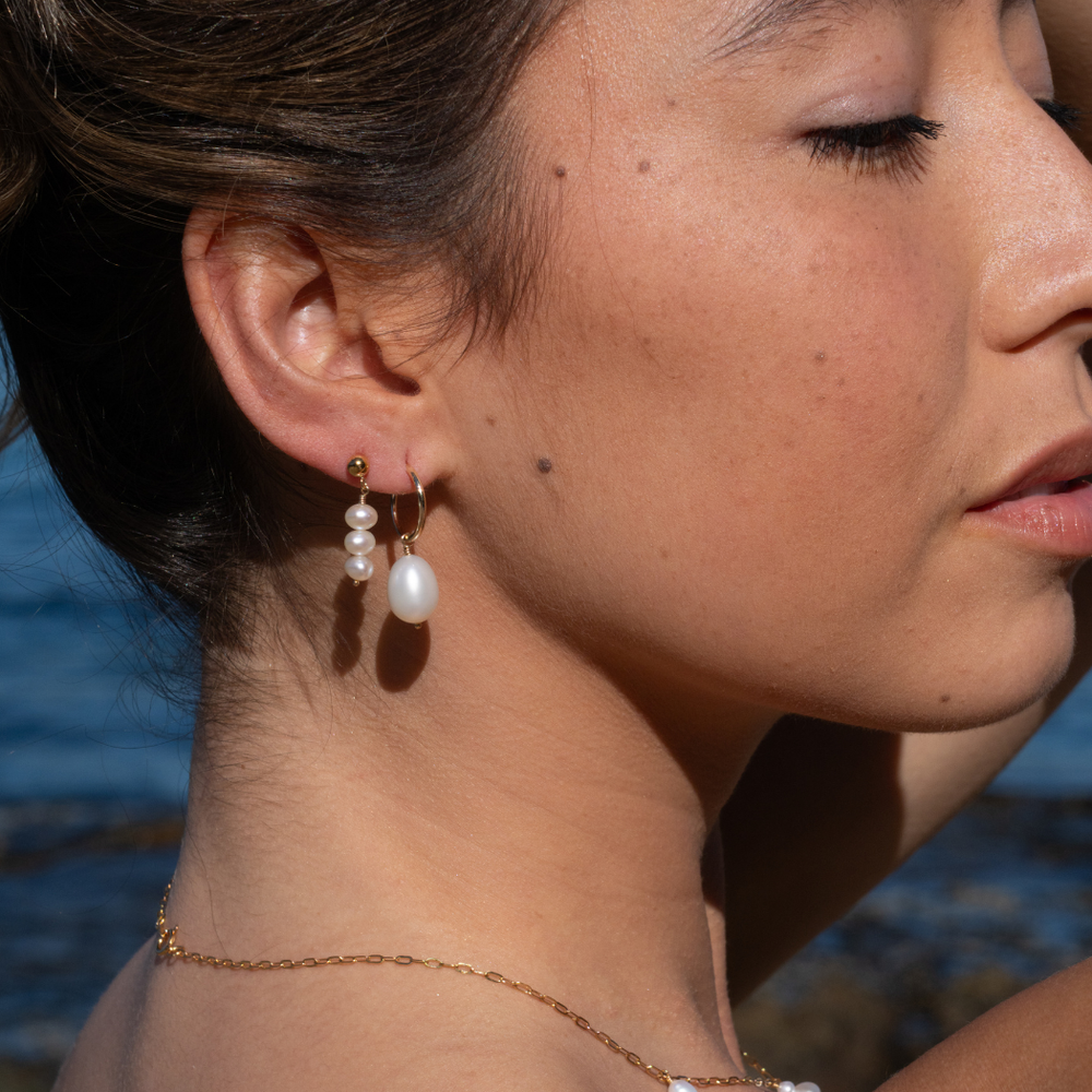 Stacking Drop Earrings Gold 2 - Bowerbird Jewels - Online Jewellery Store