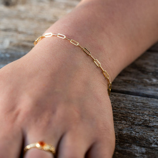  Gold Paperclip Bracelet 2- Bowerbird Jewels - Online Jewellery Stores