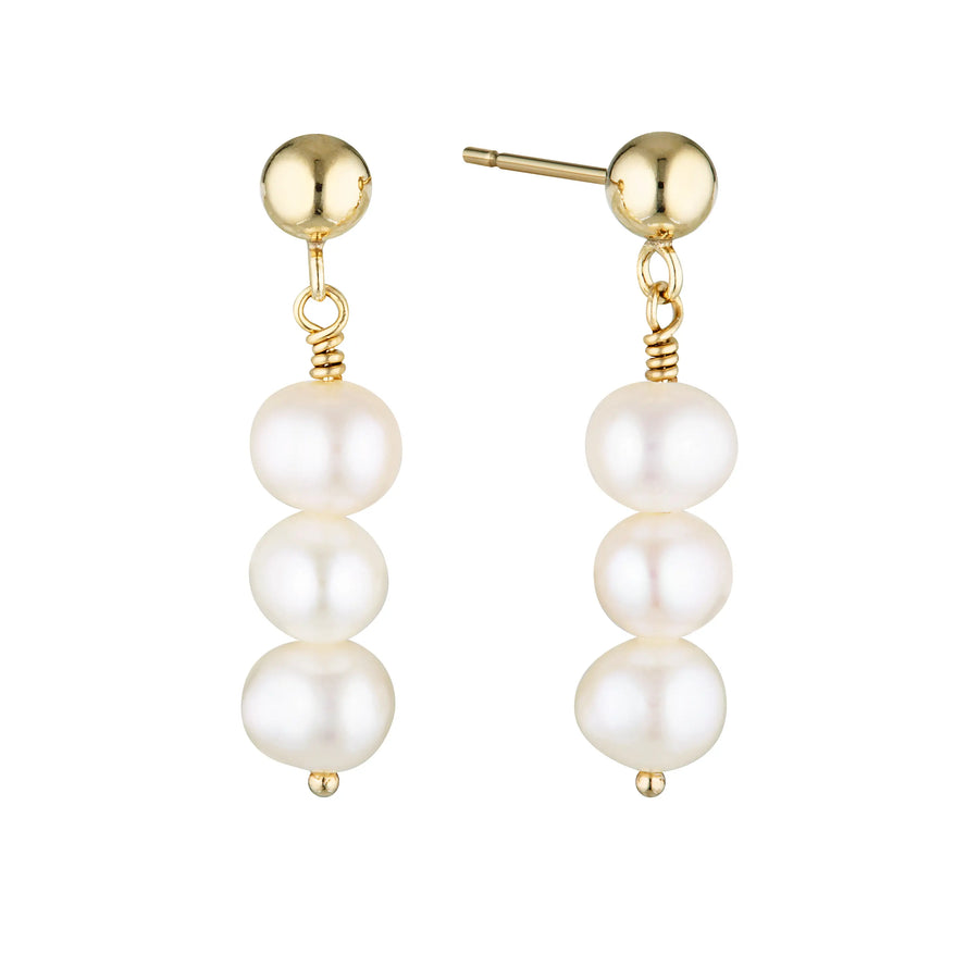 Triple Pearl Drop Stud Earrings Gold 1 - Australian Jewellery Brand Bowerbird Jewels