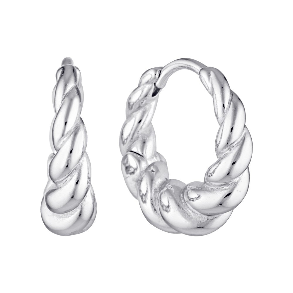 Twisted Tapering Huggie Hoop Earrings Silver 1 - Australian Jewellery Brand Bowerbird Jewels