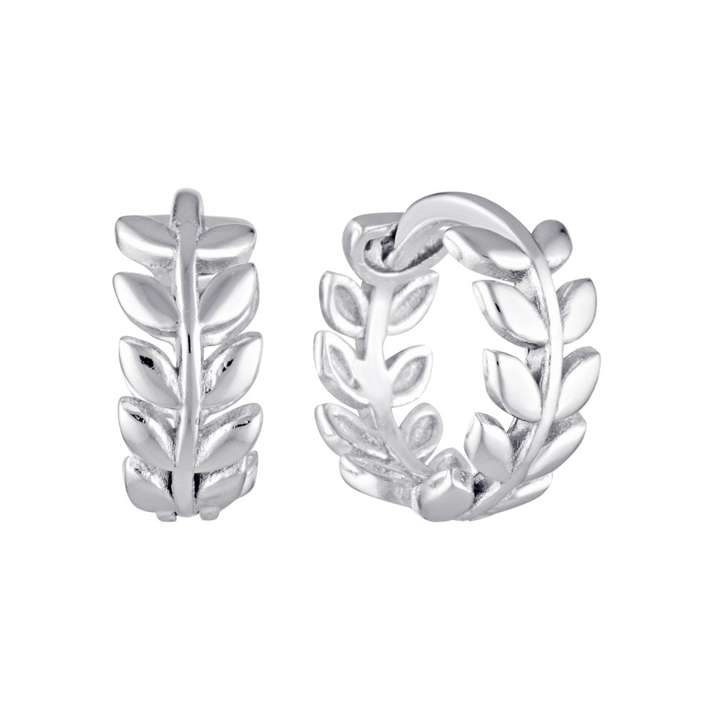 Vine Huggie Hoop Earrings Silver 1 - Bowerbird Jewels - Online Jewellery Store