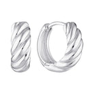 Wide Twist Huggie Hoop Earrings Silver 1 - Australian Jewellery Brand Bowerbird Jewels