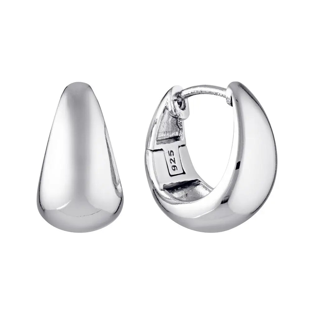 Wide Tapering Huggie Hoop Earrings Silver 1 - Australian Jewellery Brand Bowerbird Jewels