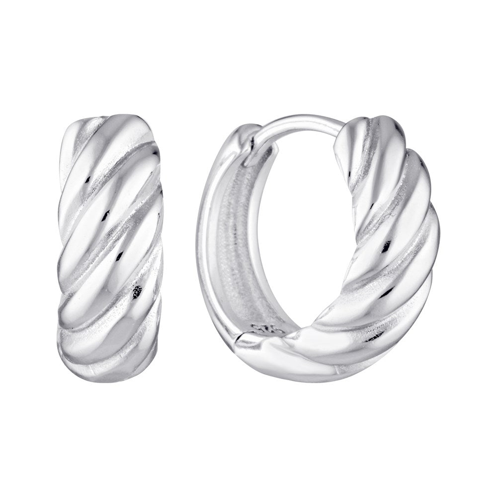 Wide Twist Huggie Hoop Earrings Silver 1 - Australian Jewellery Brand Bowerbird Jewels