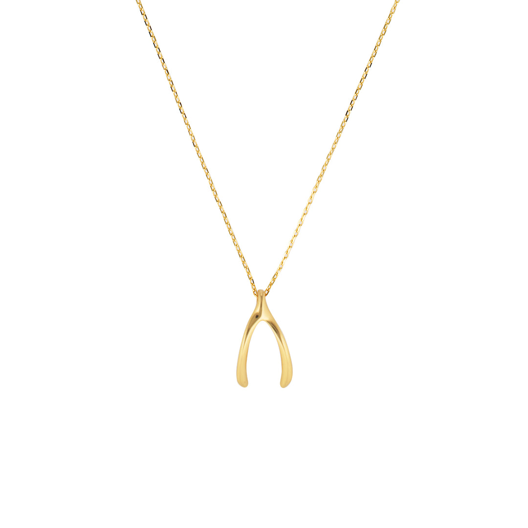 Wishbone Pendant Necklace in Sterling Silver or Gold Gold 1 - Bowerbird Jewels - Online Jewellery Store