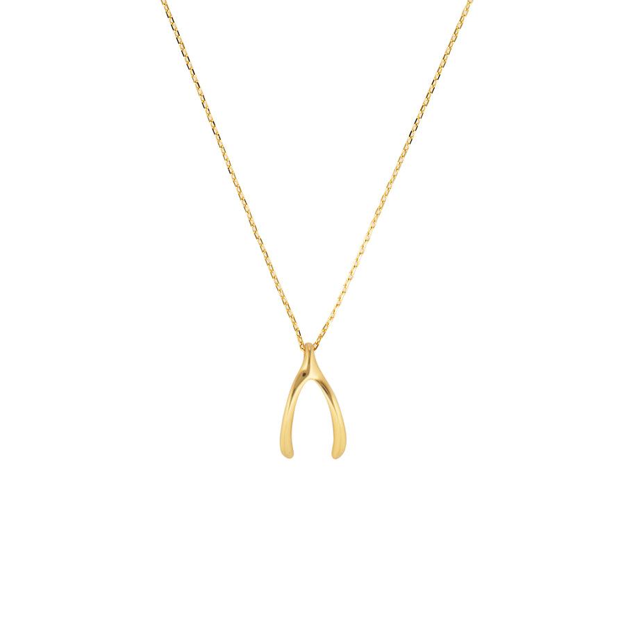 Wishbone Pendant Necklace in Sterling Silver or Gold Gold 1 - Bowerbird Jewels - Online Jewellery Store