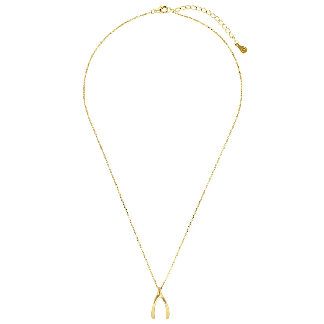 Wishbone Pendant Necklace in Sterling Silver or Gold Gold 1 - Australian Jewellery Brand Bowerbird Jewels