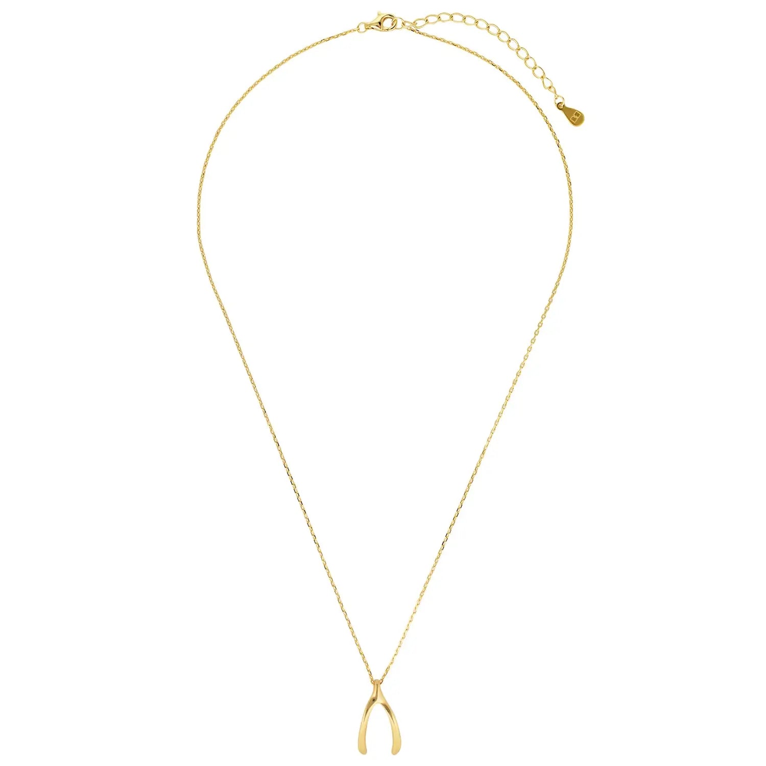 Wishbone Pendant Necklace in Sterling Silver or Gold Gold 1 - Australian Jewellery Brand Bowerbird Jewels