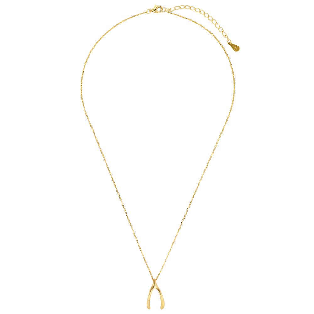 Wishbone Pendant Necklace in Sterling Silver or Gold Gold 2 - Bowerbird Jewels - Online Jewellery Store