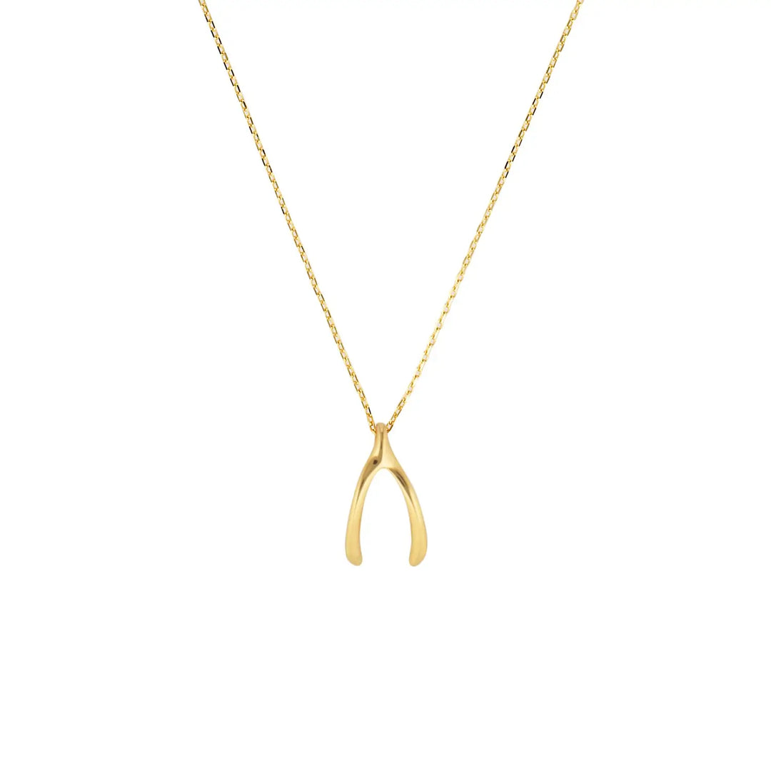 Wishbone Pendant Necklace in Sterling Silver or Gold Gold 2 - Australian Jewellery Brand Bowerbird Jewels