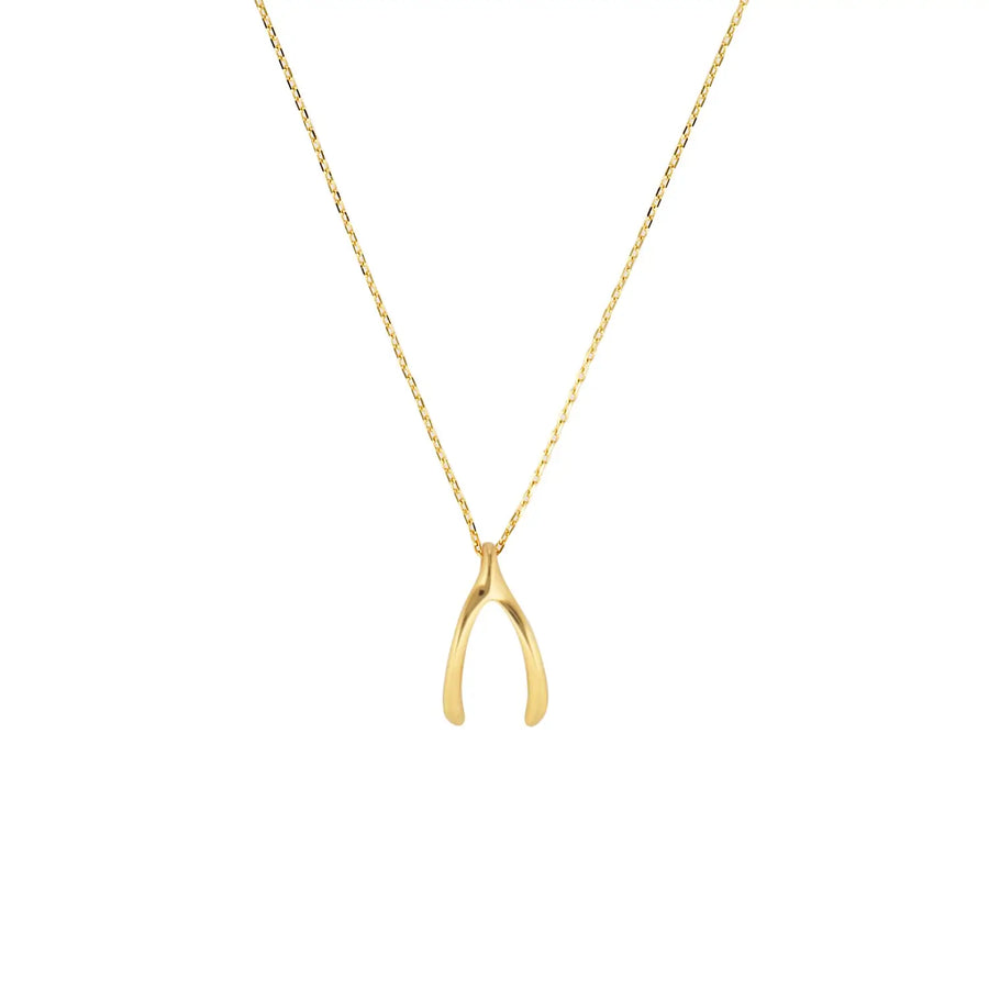 Wishbone Pendant Necklace in Sterling Silver or Gold Gold 2 - Australian Jewellery Brand Bowerbird Jewels