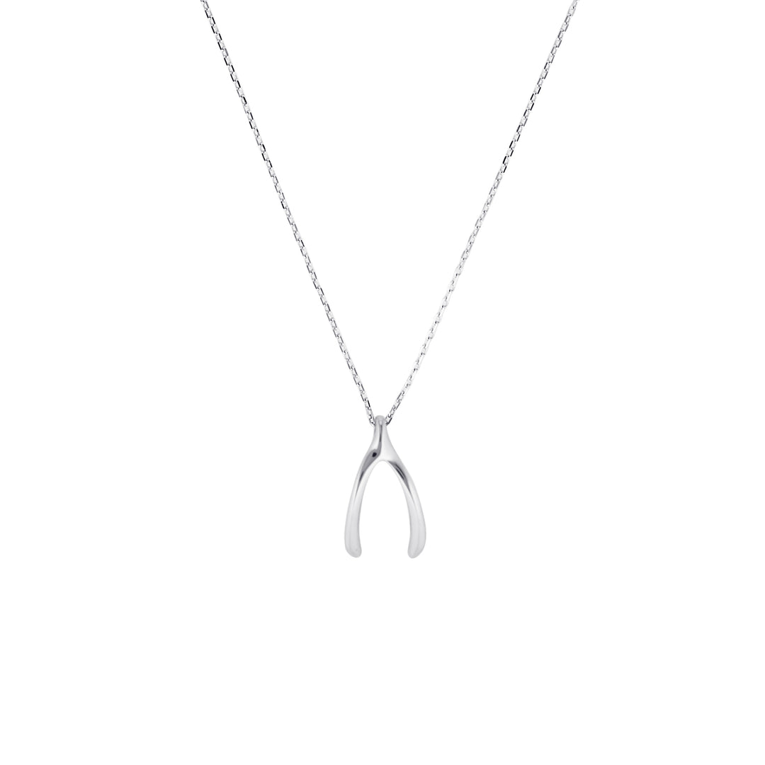 Wishbone Pendant Necklace in Sterling Silver or Gold Silver 1 - Bowerbird Jewels - Online Jewellery Store