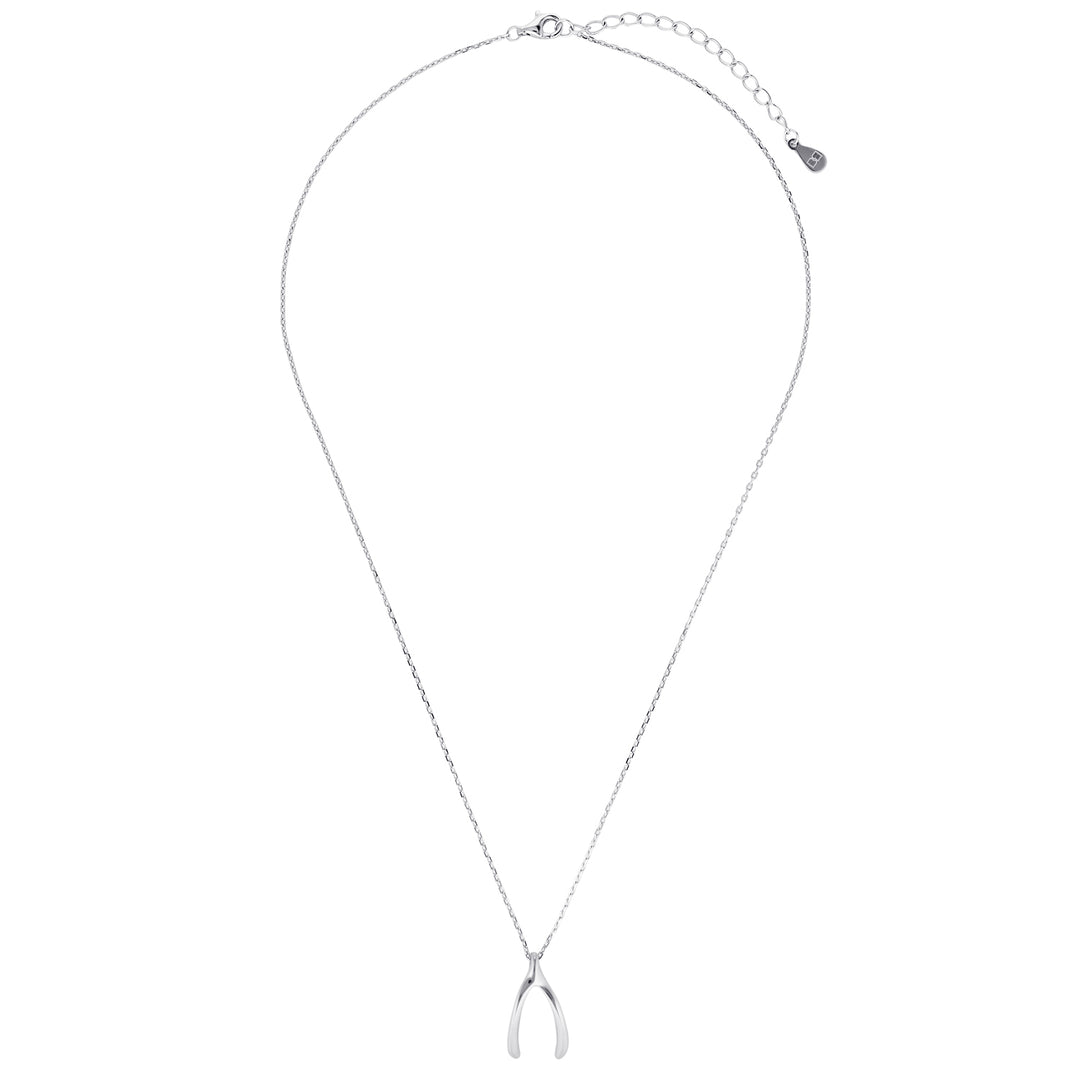 Wishbone Pendant Necklace in Sterling Silver or Gold Silver 2 - Bowerbird Jewels - Online Jewellery Store