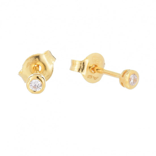 2.0mm Cubic Zirconia Stud Earrings Gold 1 - Bowerbird Jewels - Online Jewellery Stores