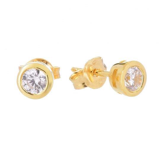 4.0mm Cubic Zirconia Stud Earrings Gold - Bowerbird Jewels - Online Jewellery Stores