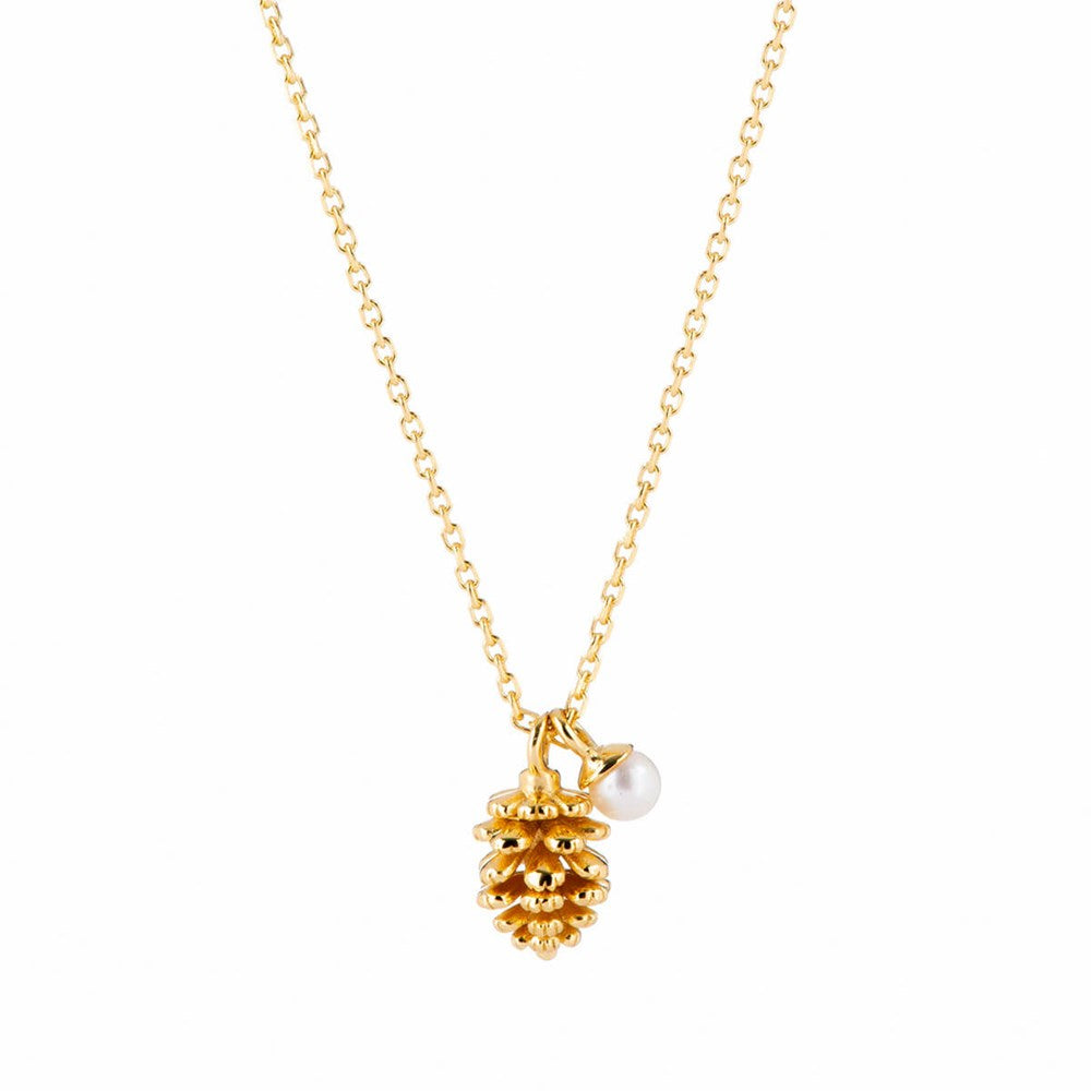 Acorn and Pearl Charm Necklace Gold 1- Bowerbird Jewels - Online Jewellery Stores