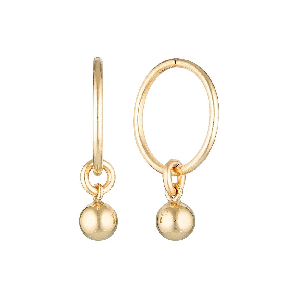 Gold Bead Drop Fine Hoop Earrings - Bowerbird Jewels - Online Jewellery Stores