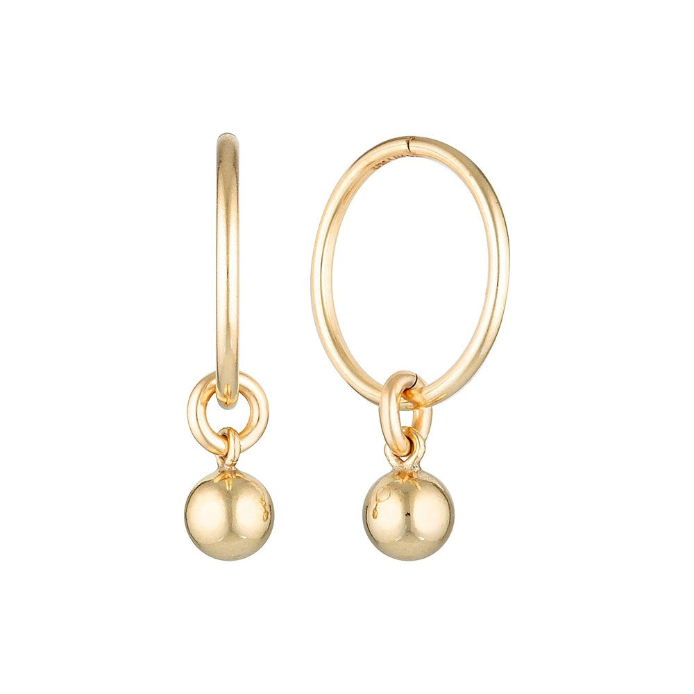 Load image into Gallery viewer, Gold Bead Drop Fine Hoop Earrings - Bowerbird Jewels - Online Jewellery Stores
