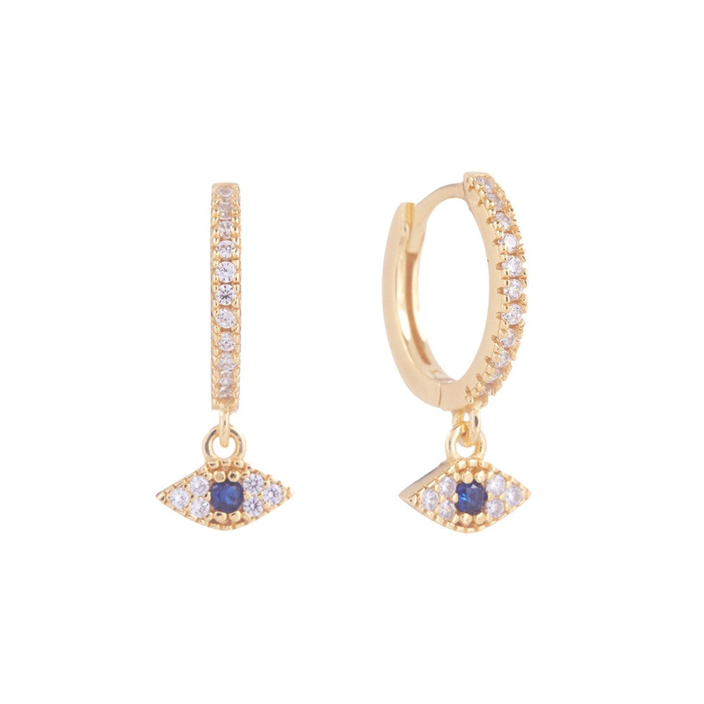 Sparkling Evil Eye Huggie Earrings Gold - Bowerbird Jewels - Online Jewellery Stores