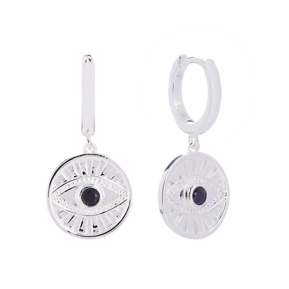 Minds Eye Huggie Earrings Silver - Bowerbird Jewels - Online Jewellery Stores