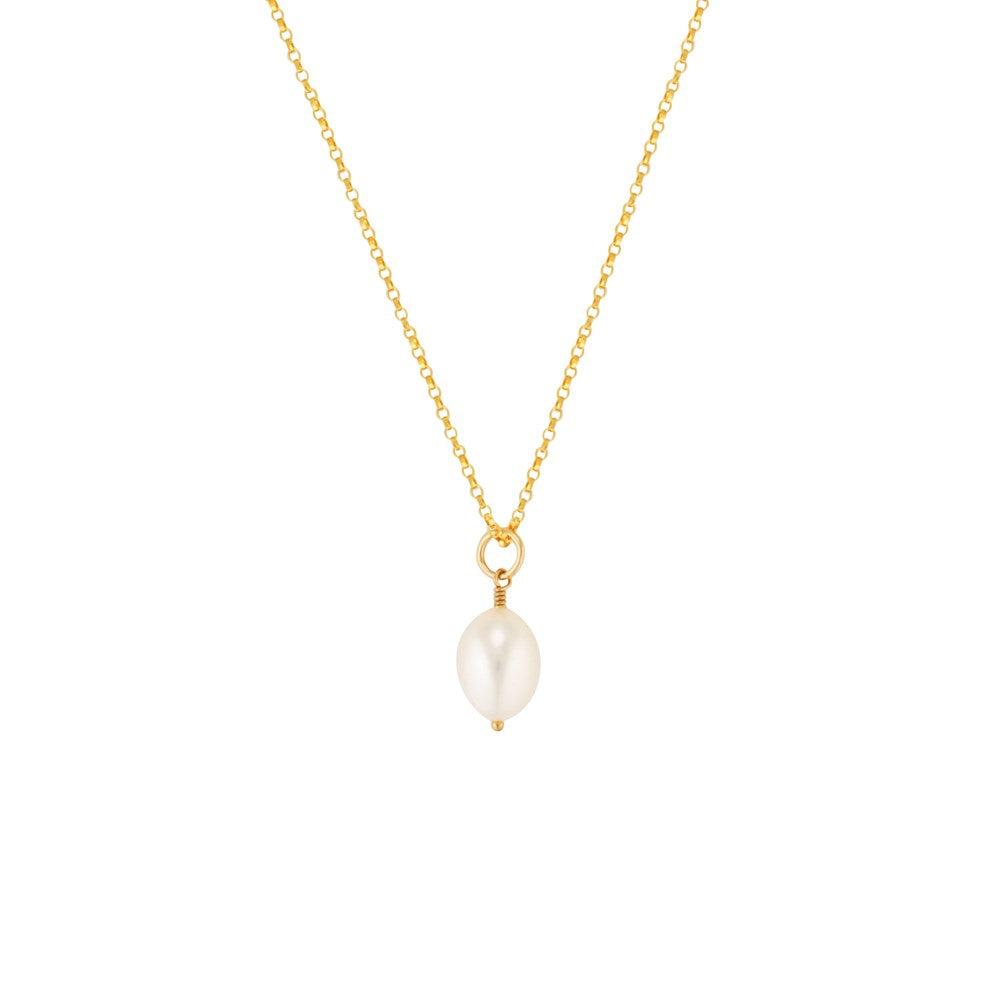 Single Drop Pearl Pendant Gold 2 - Bowerbird Jewels - Online Jewellery Stores